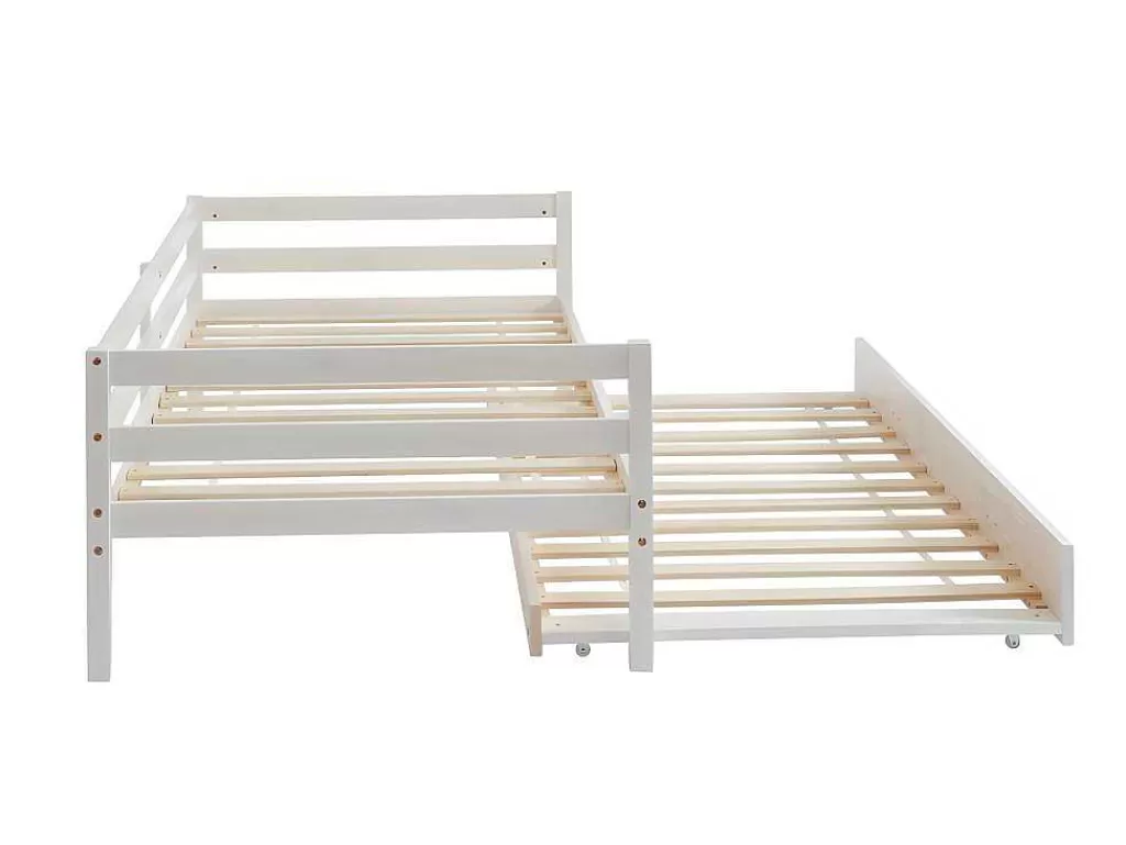 Cama De Criança*Vente-unique Cama Dupla De 2 X 90 X 190 Cm Em Pinho Macico E Mdf Esbranquicado - Aedan Ii