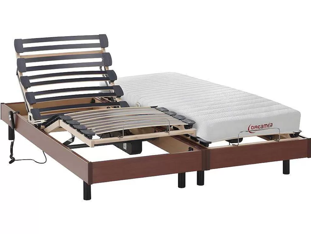 Cama Articulada*DREAMEA Cama Elétrica Articulada Colchão Acolhimento Látex - Cerejeira - 2 X 80 X 200 Cm - Tyndare Da