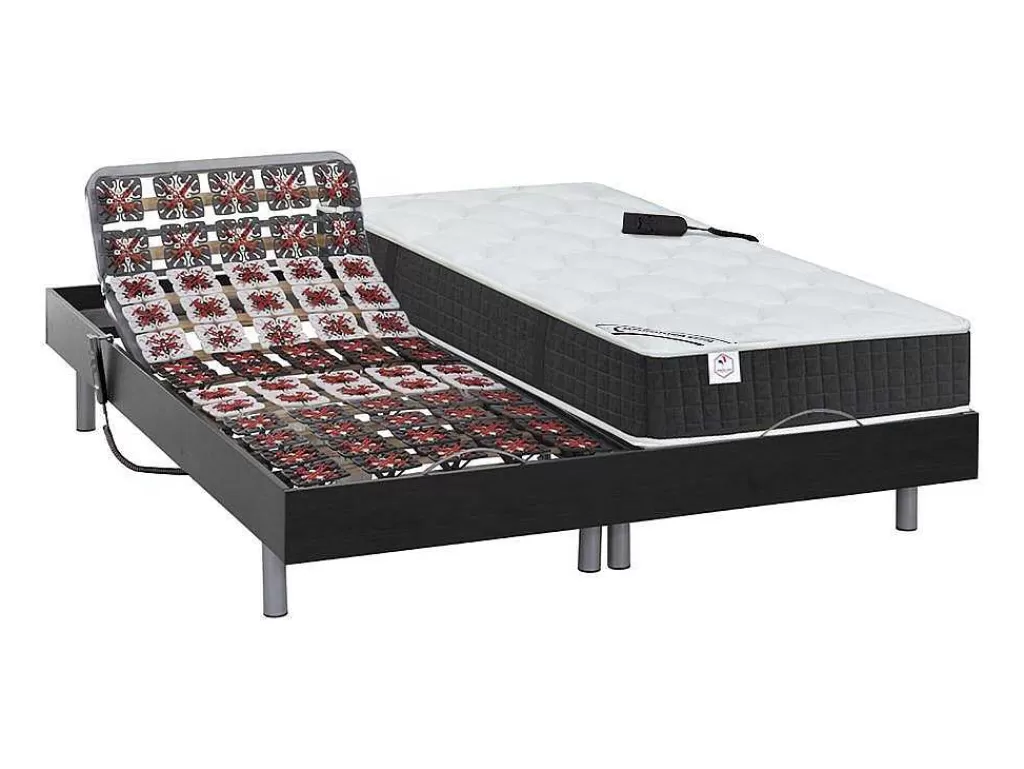 Cama Articulada*DREAMEA Cama Elétrica Articulada Terminais E Colchão De Molas Ensacadas E Memória De Forma - Motores Okin - Preto - 2X90X200 Cm - Phanes Da