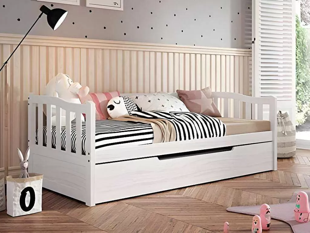 Cama Dupla*Venprodin Cama Gaucha Em Pinho Macico Branco Para Cama Branca - 90X190