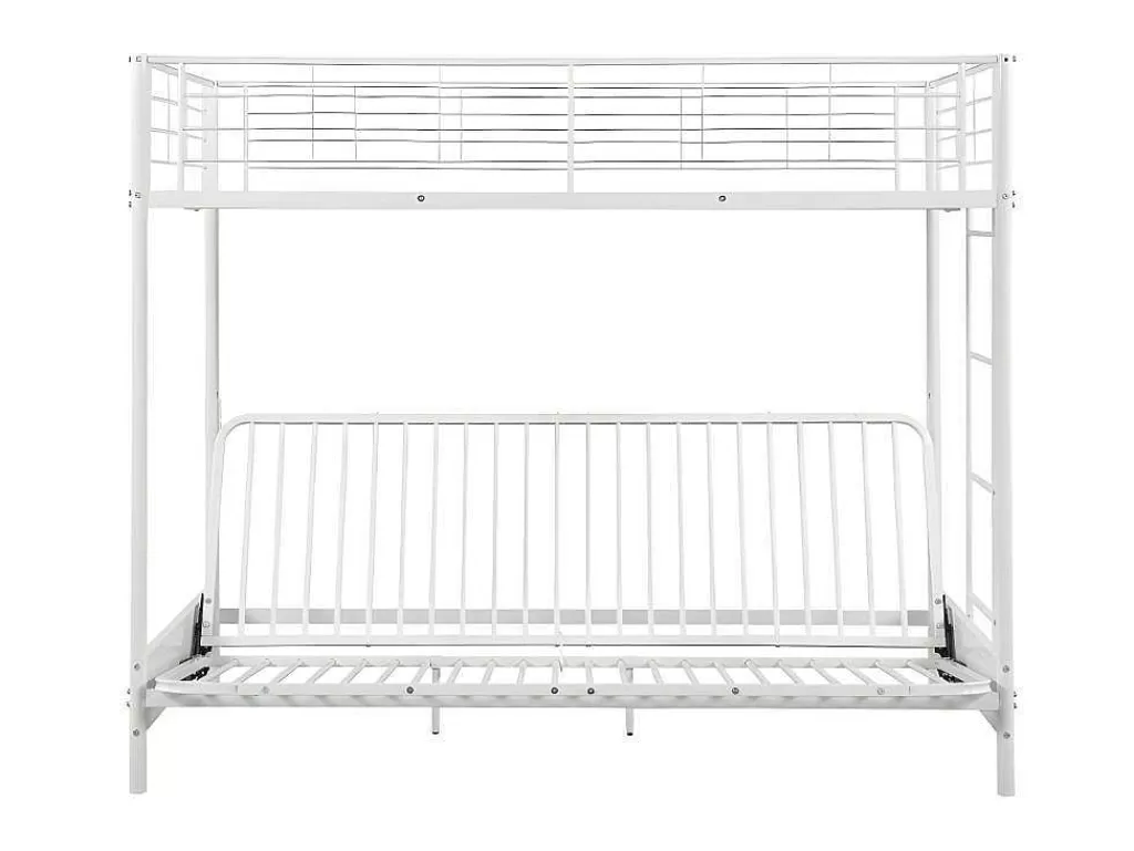 Cama Alta*Vente-unique Cama Mezzanine 90X190 Cm Com Sofá Convertivel Em Metal Branco - Modulo Iv