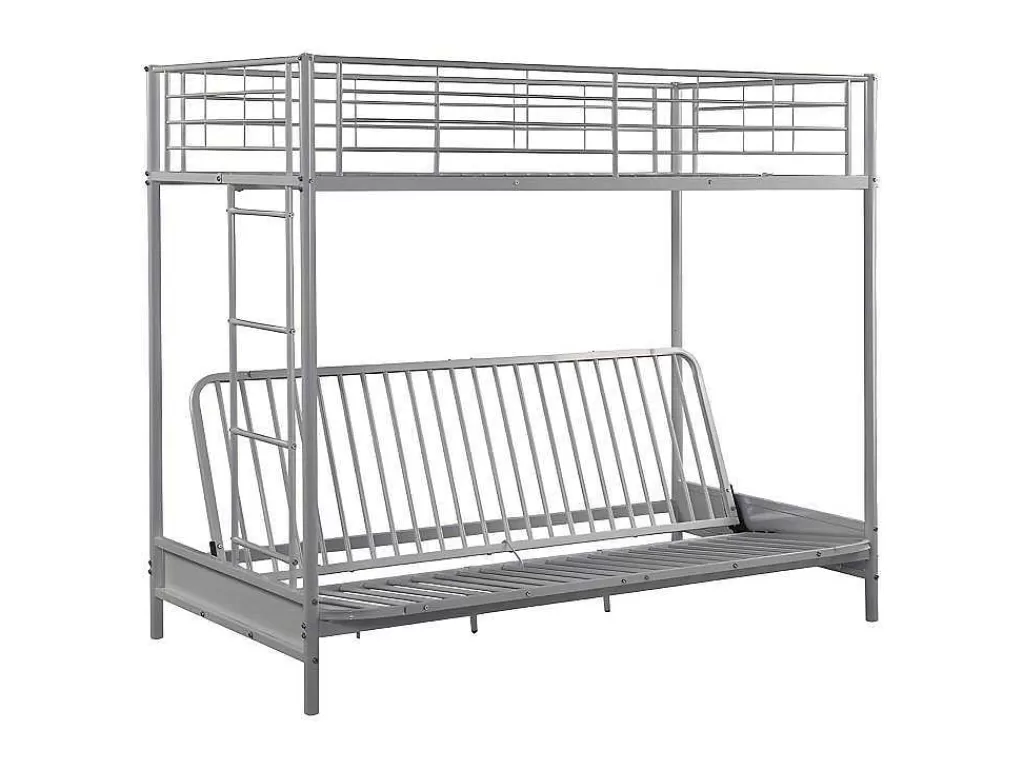 Cama Alta*Vente-unique Cama Mezzanine 90X190 Cm Com Sofá Convertivel Em Metal Prateado - Modulo Iv