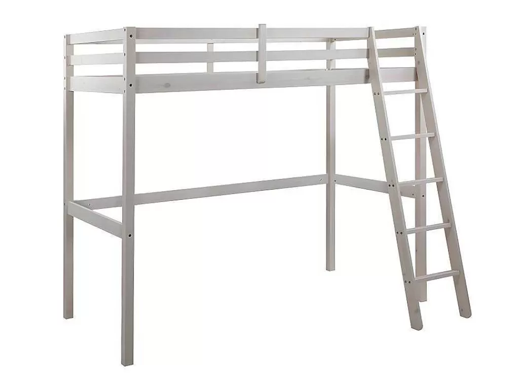 Cama Alta*Vente-unique Cama Mezzanine 90X190 Cm Em Pinho Macico Esbranquicado + Colchão - Gedeon