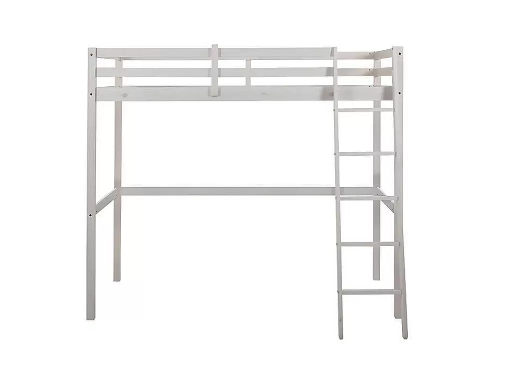 Cama Alta*Vente-unique Cama Mezzanine 90X190 Cm Em Pinho Macico Esbranquicado + Colchão - Gedeon