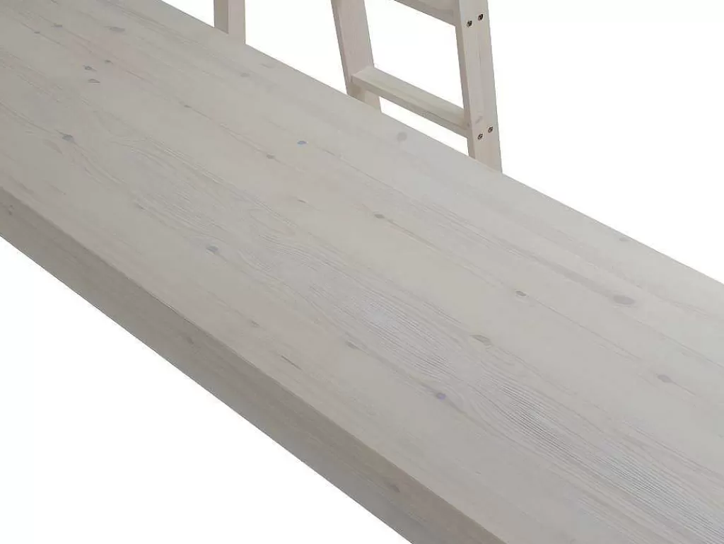 Cama Alta*Vente-unique Cama Mezzanine Com Secretária 90X190 Cm Em Pinho Macico Esbranquicado - Gedeon