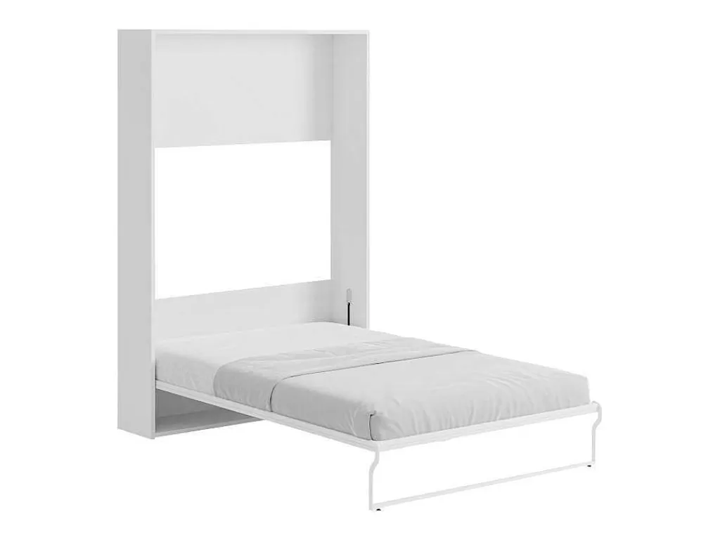 Cama Rebatível*Vente-unique Cama Rebatível 140X200 Cm Abertura Vertical Manual Branco E Cinza - Malina Ii