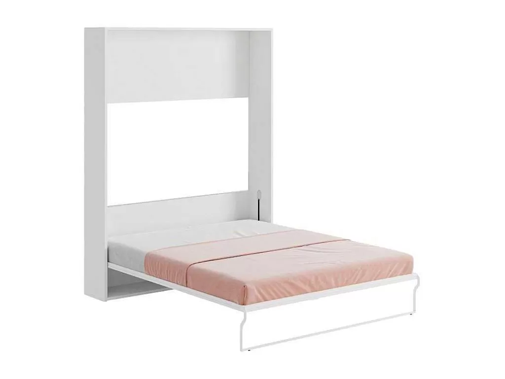 Cama De Adulto*Vente-unique Cama Rebatível 160 X 200 Cm Abertura Vertical Manual Branco - Malina Ii