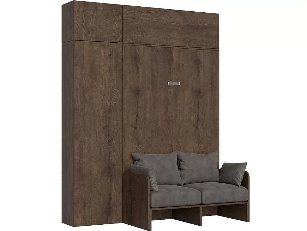 Cama Rebatível*ITAMOBY Cama Retratil 120 Vertical Kentaro Sofá Com Armário Coluna E Armários Suspensos Nogueira - Alessia 20