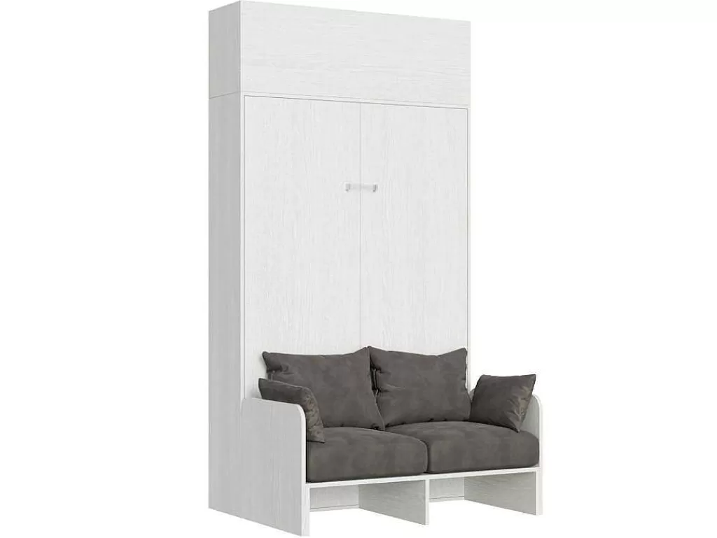 Cama Rebatível*ITAMOBY Cama Retratil 120 Vertical Kentaro Sofá Com Armário Suspenso Cinza Branca - Alessia 20