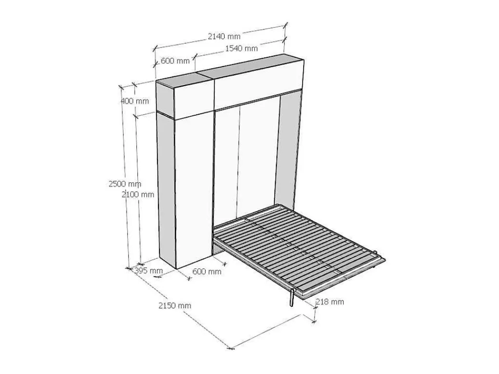 Cama Rebatível*ITAMOBY Cama Retratil 140 Vertical Kentaro Com Armário Coluna E Armários Suspensos Nogueira