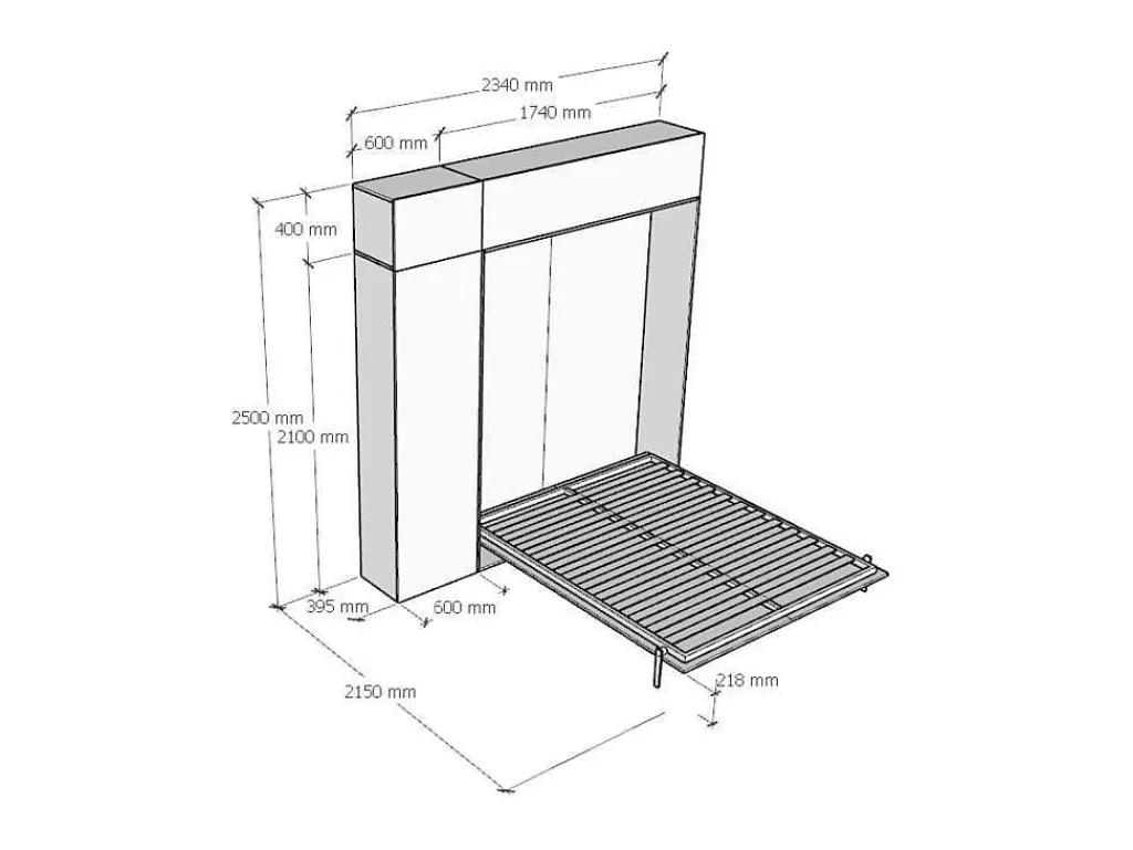Cama Rebatível*ITAMOBY Cama Retratil 160 Vertical Kentaro Com Armário Coluna E Armários Suspensos Cinza Branca