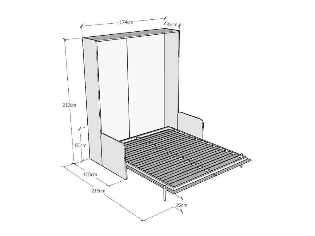 Cama Rebatível*ITAMOBY Cama Retratil 160 Vertical Kentaro Sofá Cinza Branca - Alessia 20