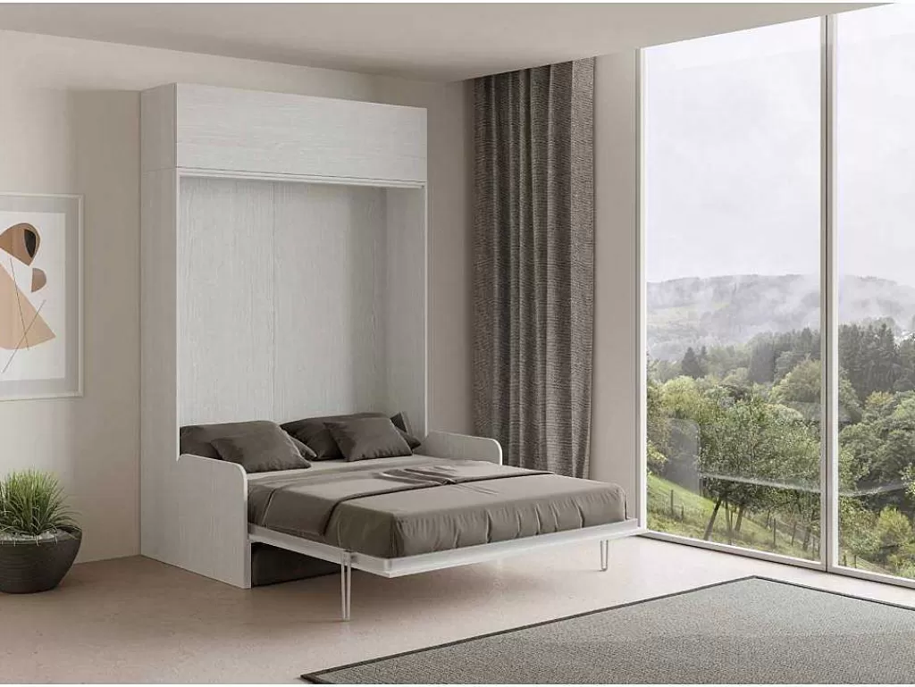 Cama Rebatível*ITAMOBY Cama Retratil 160 Vertical Kentaro Sofá Com Armário Suspenso Cinza Branca - Alessia 20