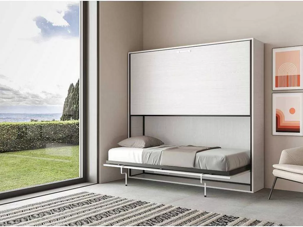 Cama Rebatível*ITAMOBY Cama Retratil Beliche Solteiro Horizontal Kando Com Colchões Cinza Branca