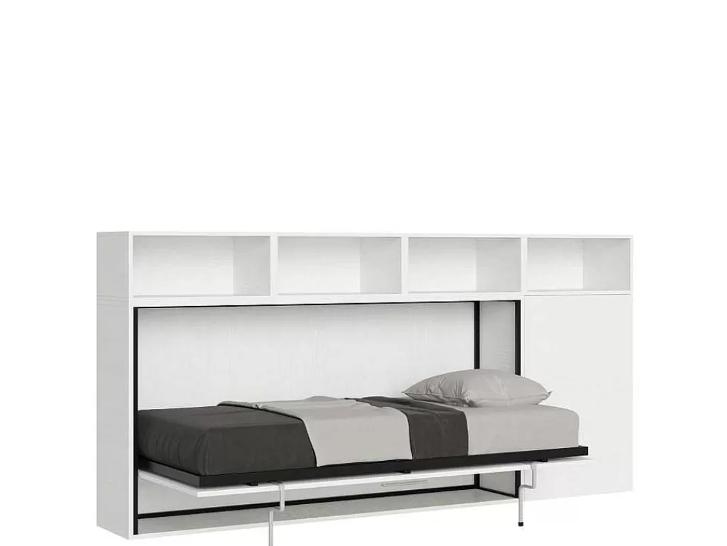 Cama Rebatível*ITAMOBY Cama Retratil Solteiro Horizontal Kando Com Colchão Composicao A Cinza Branca