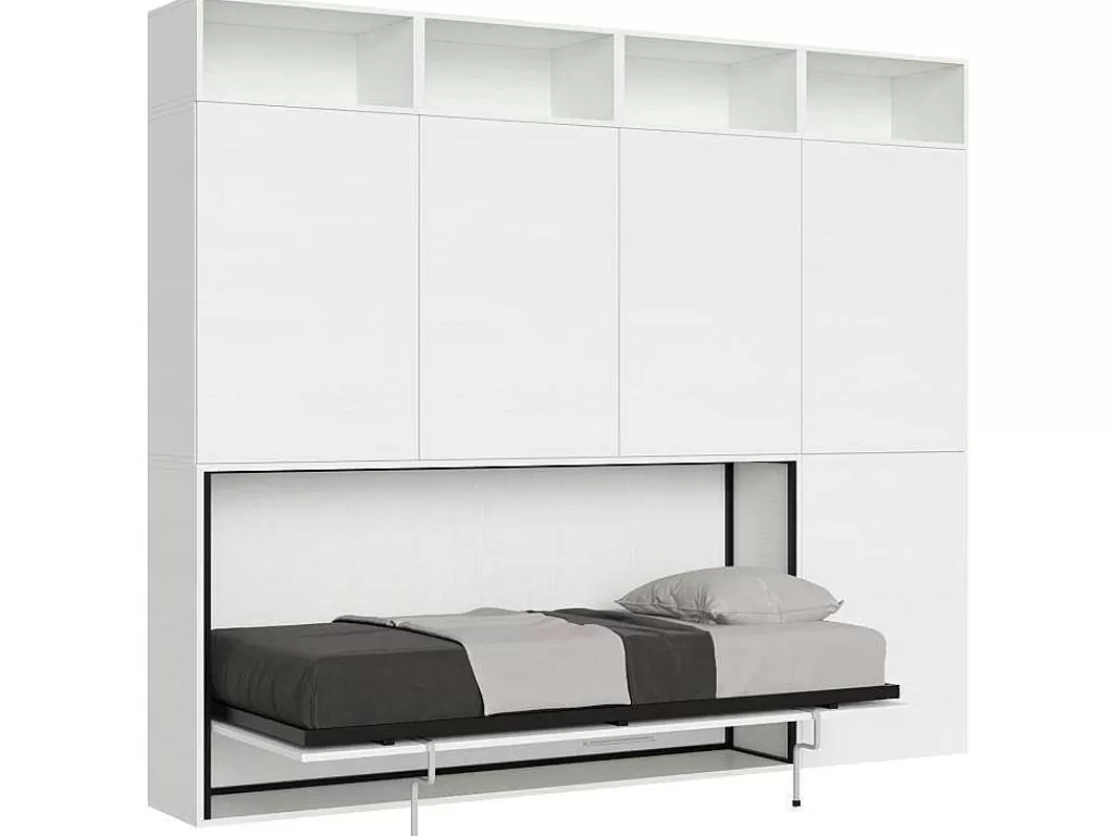 Cama Rebatível*ITAMOBY Cama Retratil Solteiro Horizontal Kando Com Colchão Composicao B Cinza Branca