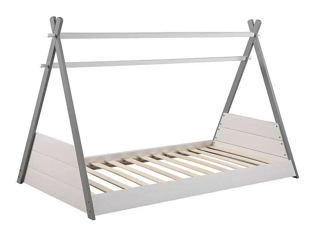 Cama De Criança*Vente-unique Cama Tenda De 90X190 Cm Em Pinho Cor Branco E Cinza - Sioux