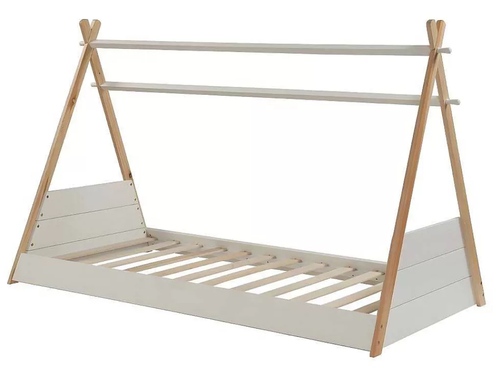 Cama De Criança*Vente-unique Cama Tenda De 90X190 Cm Em Pinho Cor Branco E Natural - Sioux