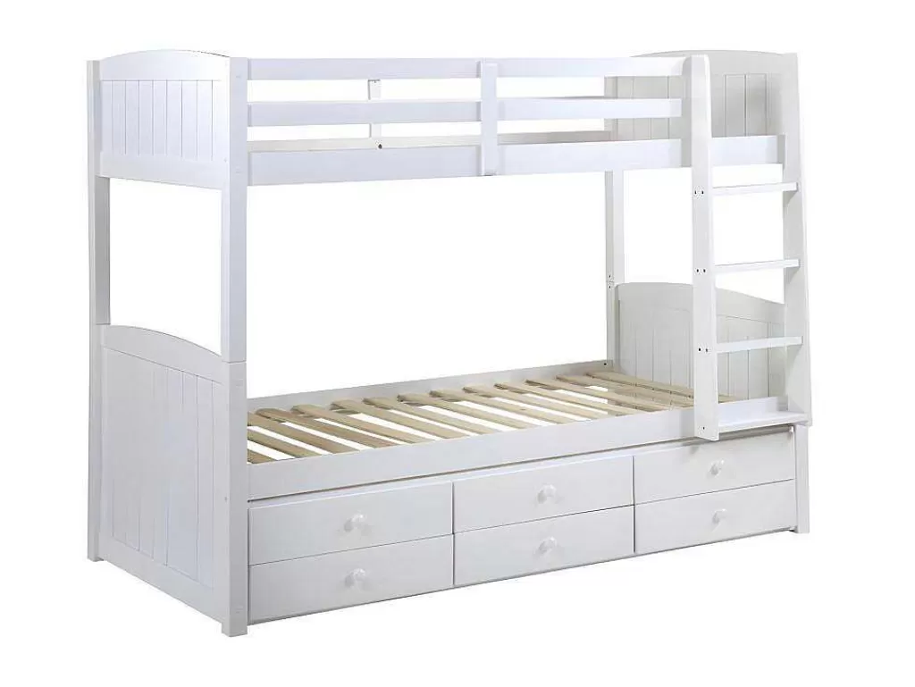 Cama De Criança*Vente-unique Camas De Beliche Separaveis Com Arrumação 90X190 Cm Lacado Branco - Anchise
