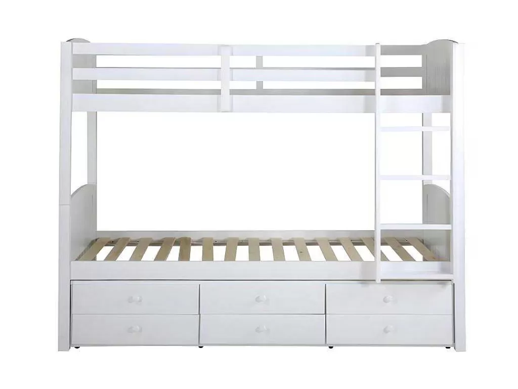 Cama De Criança*Vente-unique Camas De Beliche Separaveis Com Arrumação 90X190 Cm Lacado Branco - Anchise