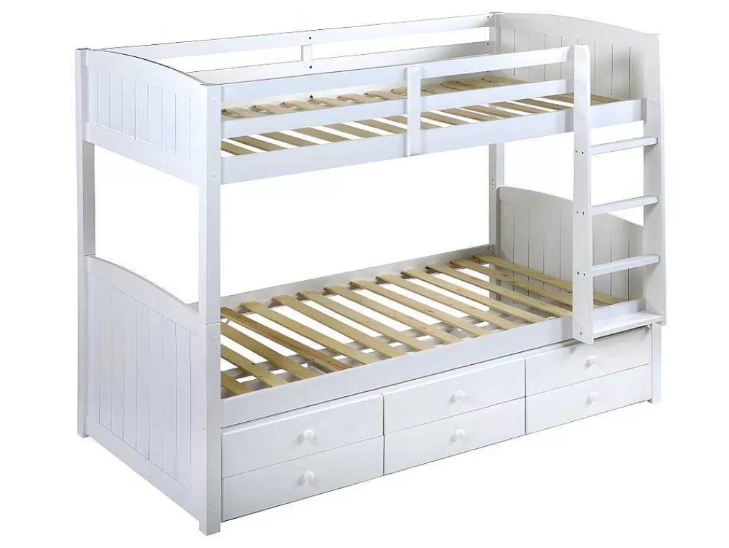 Cama De Criança*Vente-unique Camas De Beliche Separaveis Com Arrumação 90X190 Cm Lacado Branco - Anchise