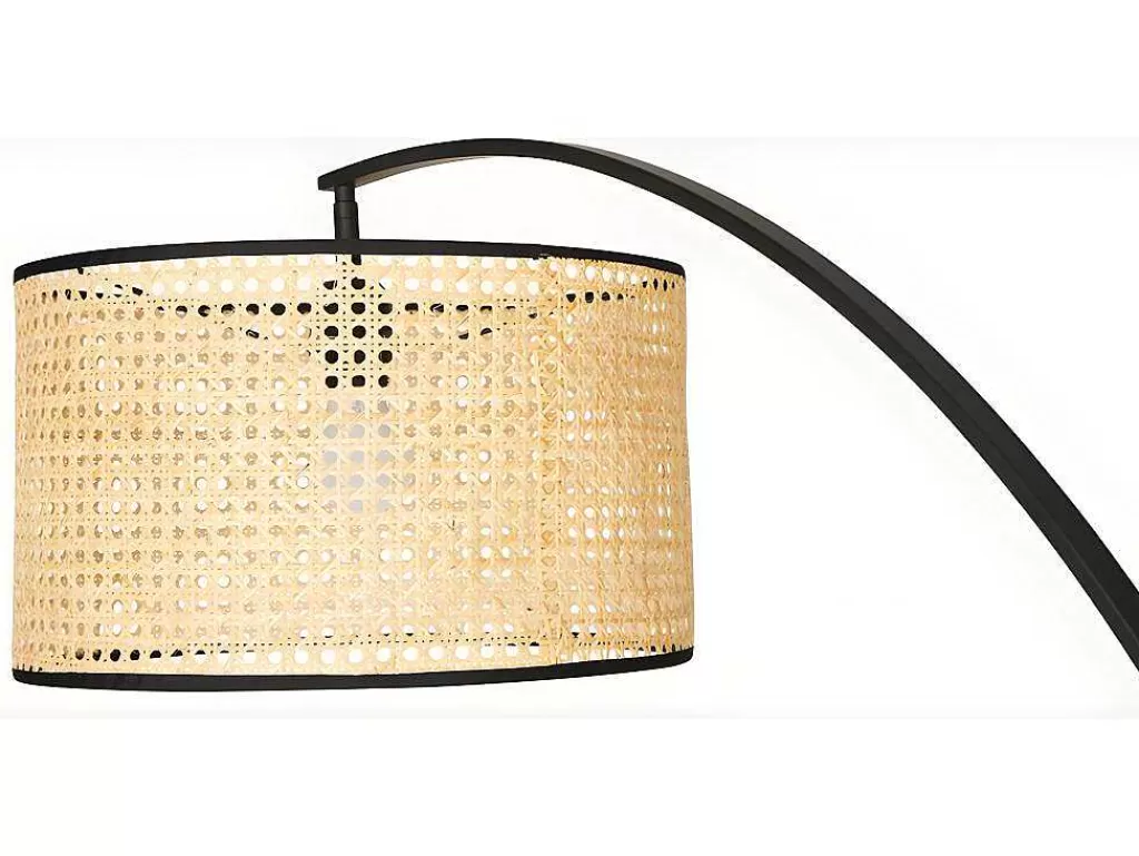Candeeiro De Pe*OZAIA Candeeiro Arco Entrelacado Neirobi - Estilo Etnico - Ferro E Vime - 105X40X195 Cm - Preto E Natural