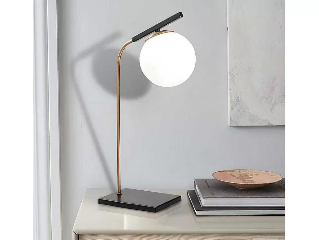 Candeeiro De Mesa*OZAIA Candeeiro De Mesa Art Deco Em Metal E Globo Em Vidro De C. 25 X A. 55 Cm Cor Preto - Yildiz