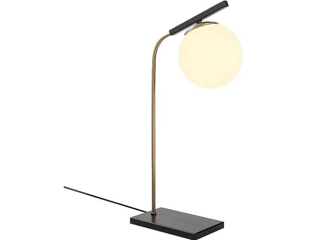 Candeeiro De Mesa*OZAIA Candeeiro De Mesa Art Deco Em Metal E Globo Em Vidro De C. 25 X A. 55 Cm Cor Preto - Yildiz