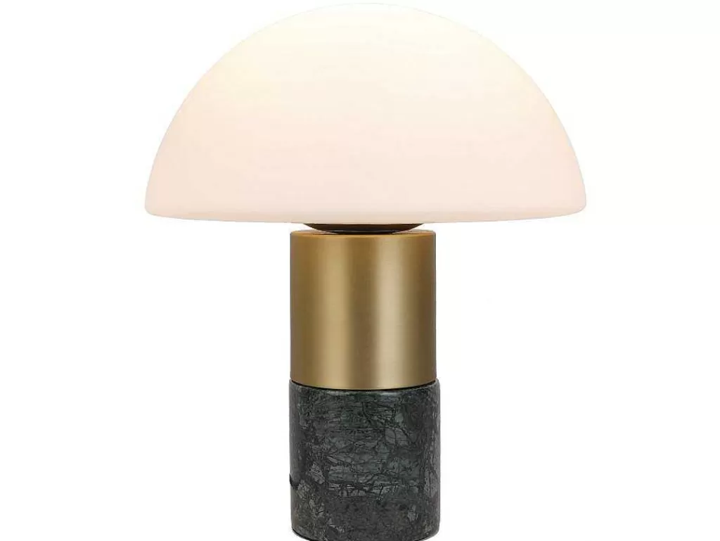 Candeeiro De Mesa*OZAIA Candeeiro De Mesa Cogumelo Marmore, Metal E Vidro D30 X A35 Cm Branco E Dourado - Langford