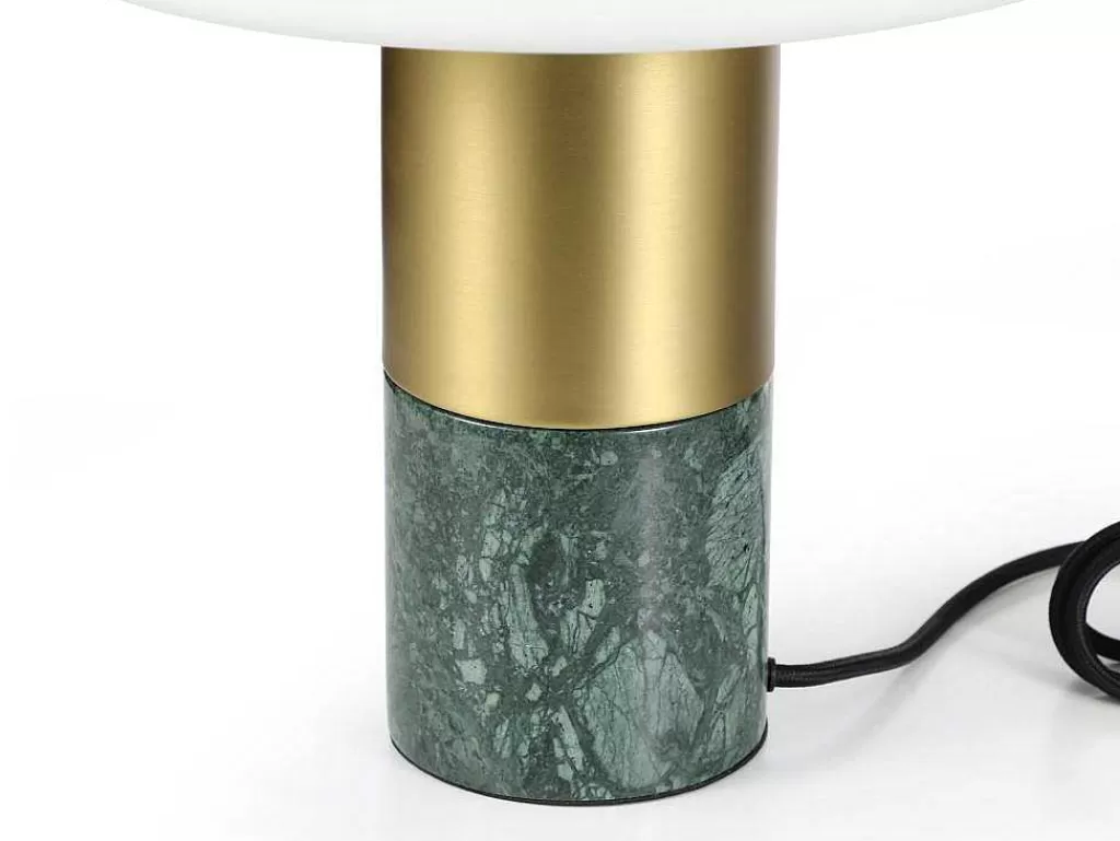 Candeeiro De Mesa*OZAIA Candeeiro De Mesa Cogumelo Marmore, Metal E Vidro D30 X A35 Cm Branco E Dourado - Langford