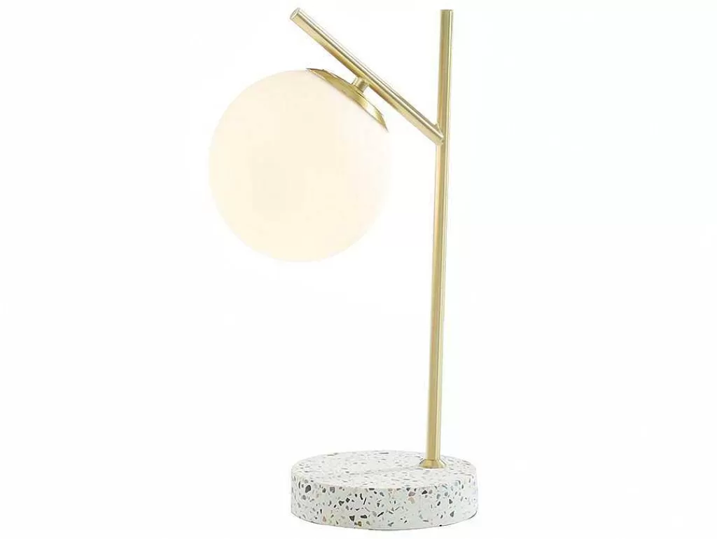 Candeeiro De Mesa*OZAIA Candeeiro De Mesa Estilo Vintage Lullaby - Base Em Terrazzo - 23X15X38 Cm - Dourado
