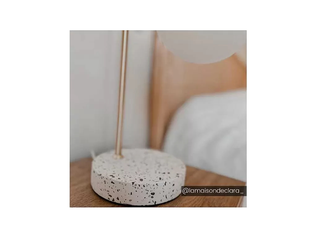 Candeeiro De Mesa*OZAIA Candeeiro De Mesa Estilo Vintage Lullaby - Base Em Terrazzo - 23X15X38 Cm - Dourado