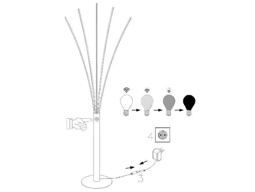 Candeeiro De Pe*OZAIA Candeeiro De Pe 5 Bracos Leds Conceptual Filae - Metal - 58 X 20 X 189 Cm - Prateado