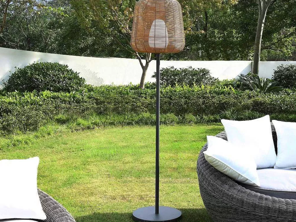 Iluminação De Exterior*OZAIA Candeeiro De Pe De Exterior Com Leds Em Metal A150 Cm Preto E Natural - Carbini