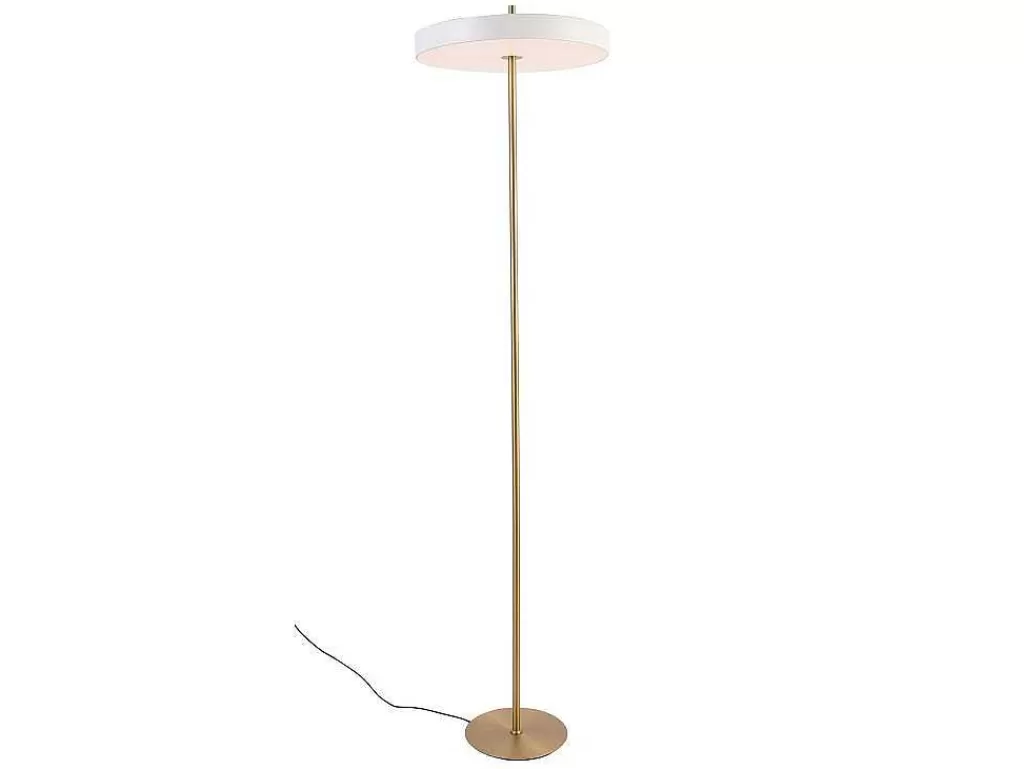 Candeeiro De Pe*OZAIA Candeeiro De Pe Design Com Leds Metal D45 X A180 Cm Dourado E Branco - Vaughan