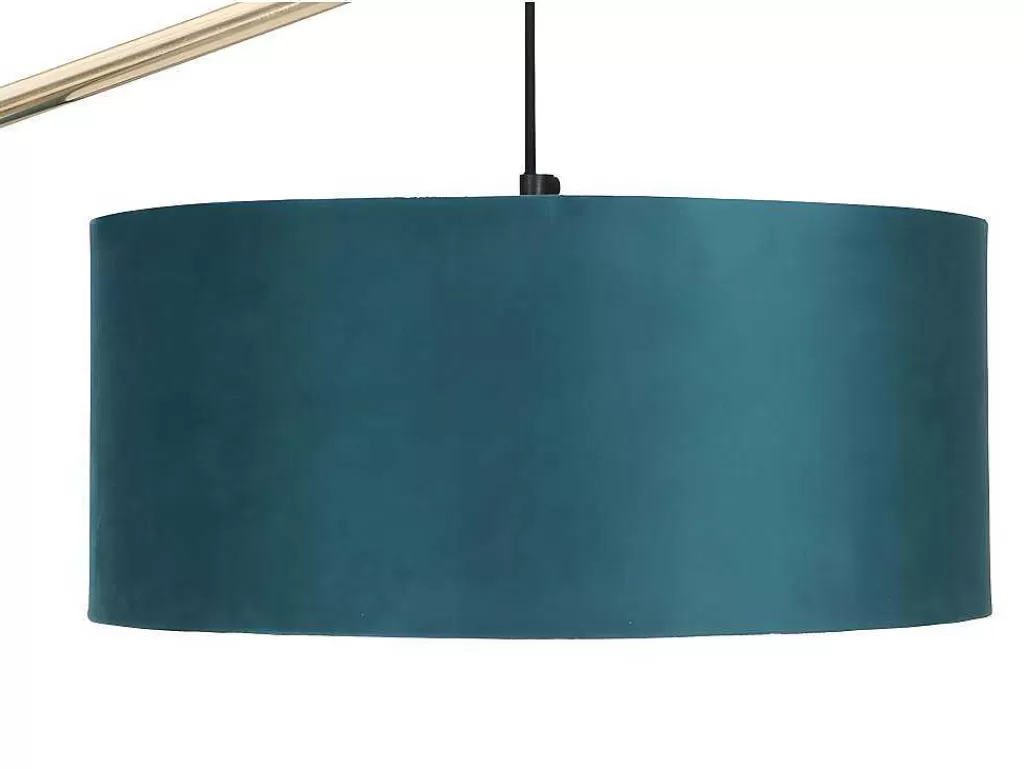 Candeeiro De Pe*OZAIA Candeeiro De Pe Em Arco Estilo Art Deco Latao E Marmore Em Veludo De A. 164 Cm Cor Azul-Esverdeado - Nour