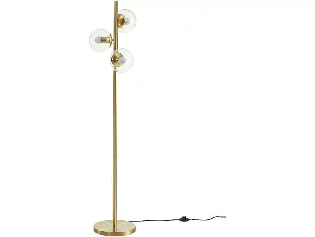 Candeeiro De Pe*OZAIA Candeeiro De Pe Em Latao Escovado E 3 Globos Em Vidro Vintage De A. 148 Cm - Yukon