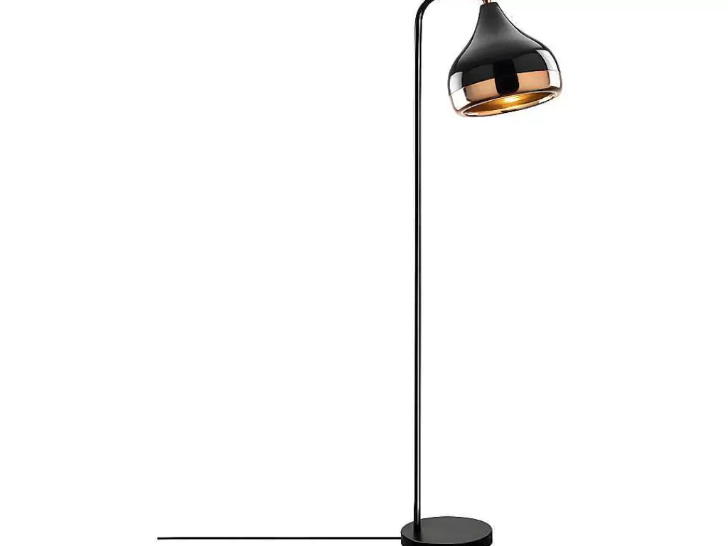 Candeeiro De Pe*OZAIA Candeeiro De Pe Em Metal Com Abajur Orientavel De A. 120 Cm Cor Preto E Acobreado - Yildo