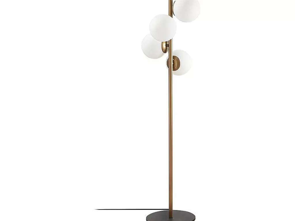Candeeiro De Pe*OZAIA Candeeiro De Pe Em Metal E Vidro Com 4 Globos De A. 130 Cm Cor Dourado E Branco - Faze