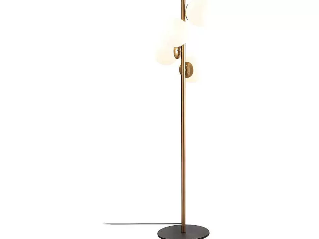 Candeeiro De Pe*OZAIA Candeeiro De Pe Em Metal E Vidro Com 4 Globos De A. 130 Cm Cor Dourado E Branco - Faze