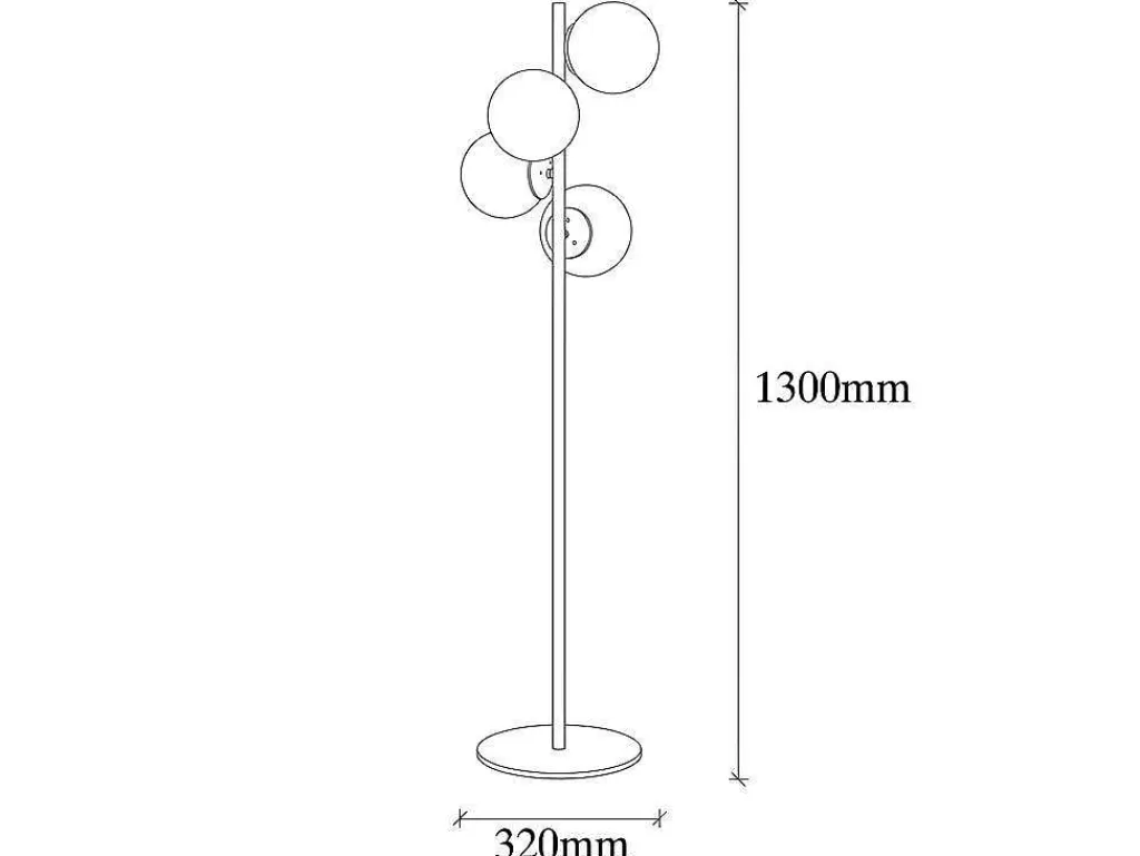 Candeeiro De Pe*OZAIA Candeeiro De Pe Em Metal E Vidro Com 4 Globos De A. 130 Cm Cor Dourado E Branco - Faze