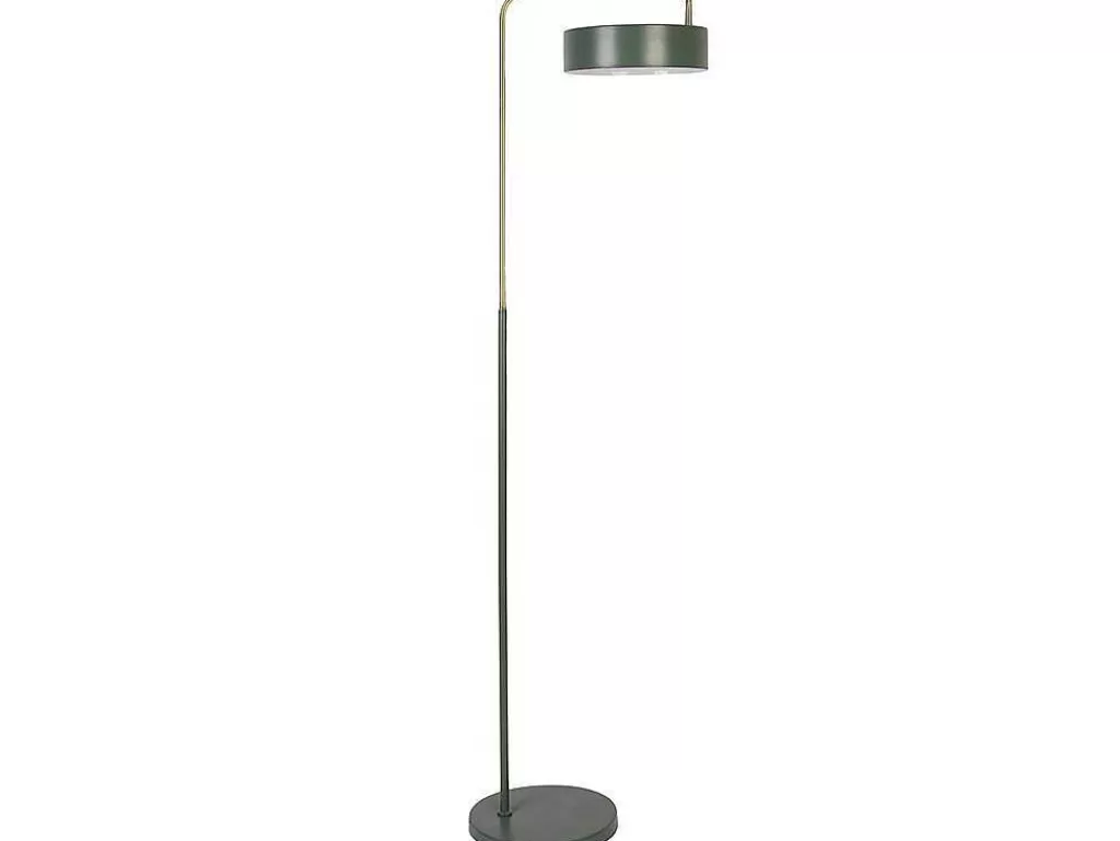 Candeeiro De Pe*OZAIA Candeeiro De Pe Estilo Vintage Otilie - Metal - 35 X 25 X 154 Cm - Verde Azeitona E Dourado