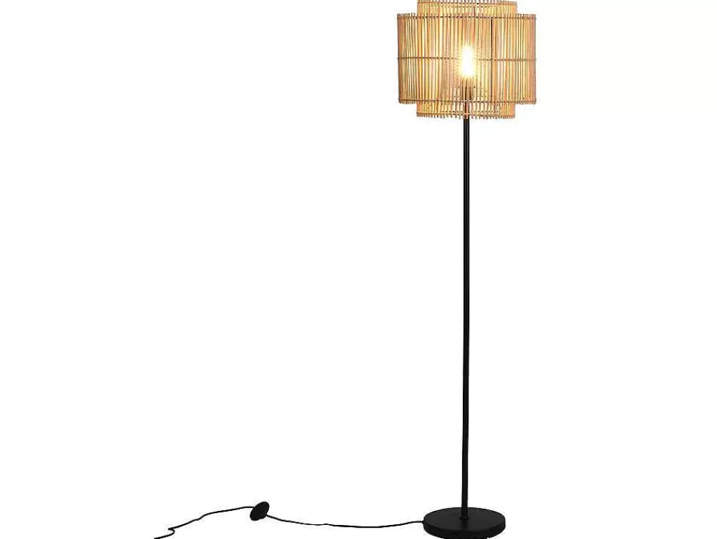Candeeiro De Pe*OZAIA Candeeiro De Pe Etnico Em Bambu E Metal Cor Preto De D.40 X A.157,5 Cm - Parana