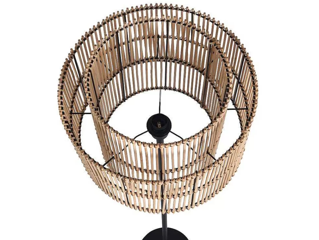 Candeeiro De Pe*OZAIA Candeeiro De Pe Etnico Em Bambu E Metal Cor Preto De D.40 X A.157,5 Cm - Parana