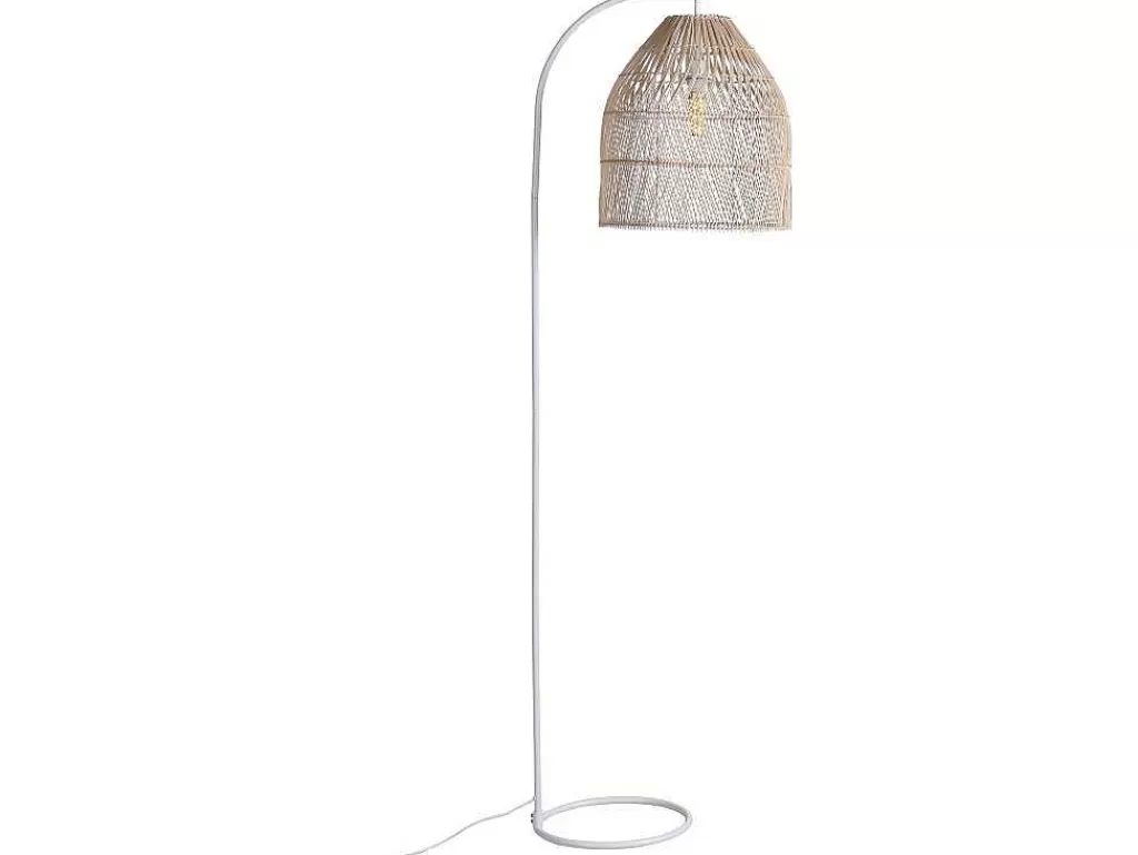 Candeeiro De Pe*OZAIA Candeeiro De Pe Etnico Em Ferro E Rotim Cor Natural De A.177 Cm - Parnaiba
