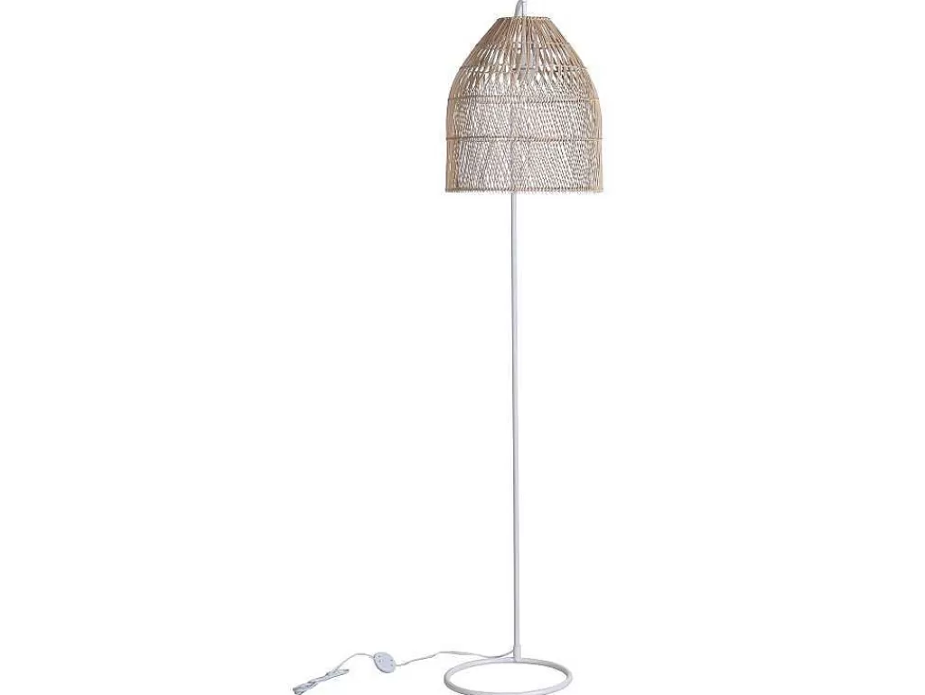 Candeeiro De Pe*OZAIA Candeeiro De Pe Etnico Em Ferro E Rotim Cor Natural De A.177 Cm - Parnaiba