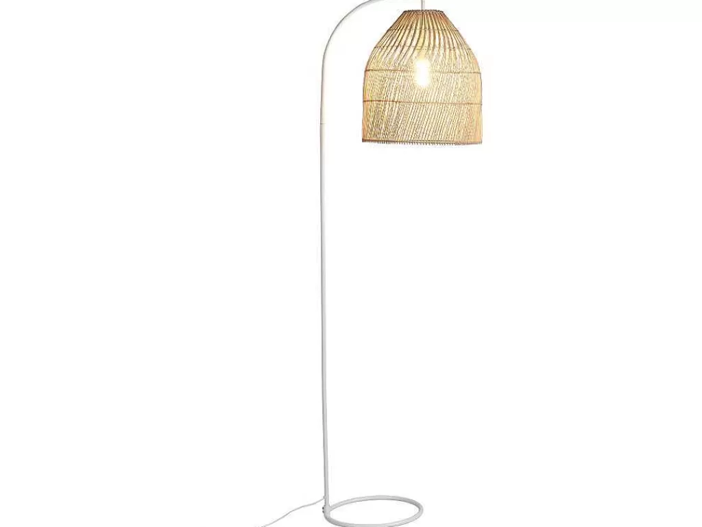 Candeeiro De Pe*OZAIA Candeeiro De Pe Etnico Em Ferro E Rotim Cor Natural De A.177 Cm - Parnaiba