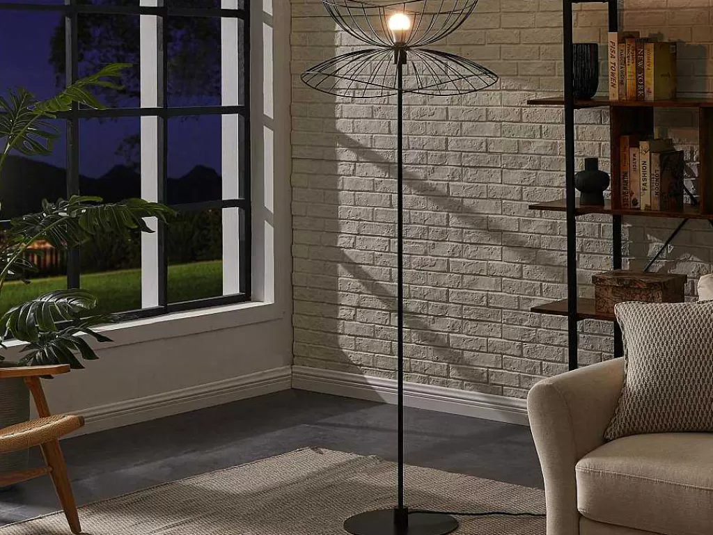Candeeiro De Pe*OZAIA Candeeiro De Pe Filiforme Em Metal De A.160 Cm Cor Preto - Mania