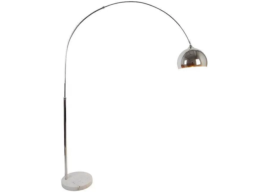 Candeeiro De Pe*OZAIA Candeeiro De Pe Grande Em Arco Estilo Art Deco 140 X 35 X 180 Cm Em Metal E Marmore Cor Prateado - Ombrage