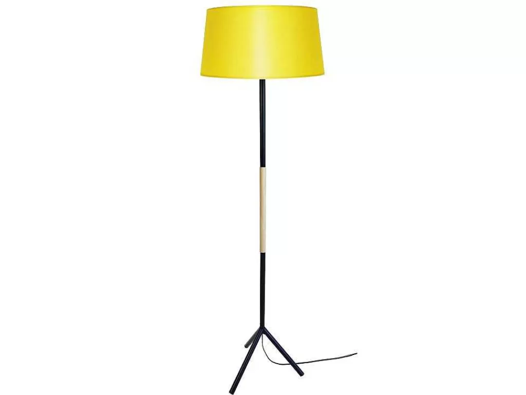 Candeeiro De Pe*TOSEL Candeeiro De Pe Midgard Tecido Tripe Preto D60 X H150 Cm